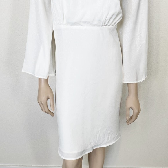 [Modcloth] Lily White Loveliness Babydoll Dress Jacquard Bell Sleeves NWT Sz 1X - Picture 5 of 12